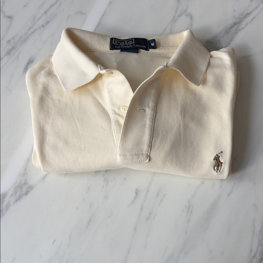 Ralph Lauren Cream Cotton Polo Shirt